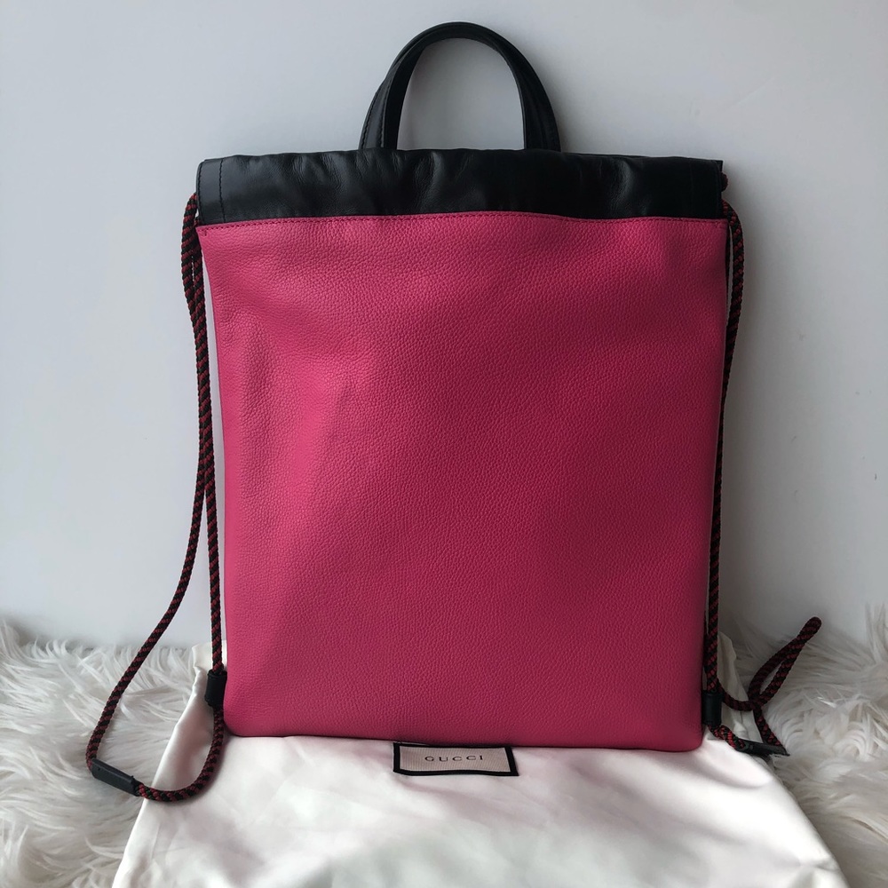Authentic Gucci LOGO printed leather drawstring - Picture 3 of 11